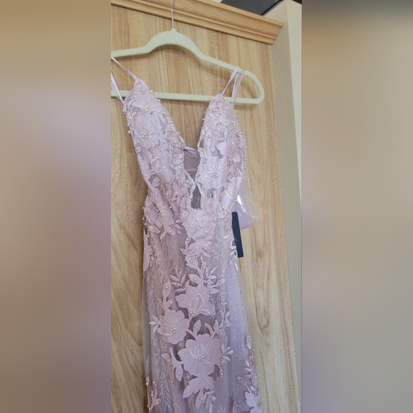 Lace Aplique Deep V Neck Trumpet Gown, size 6, Prom dress - Picture 7 of 16